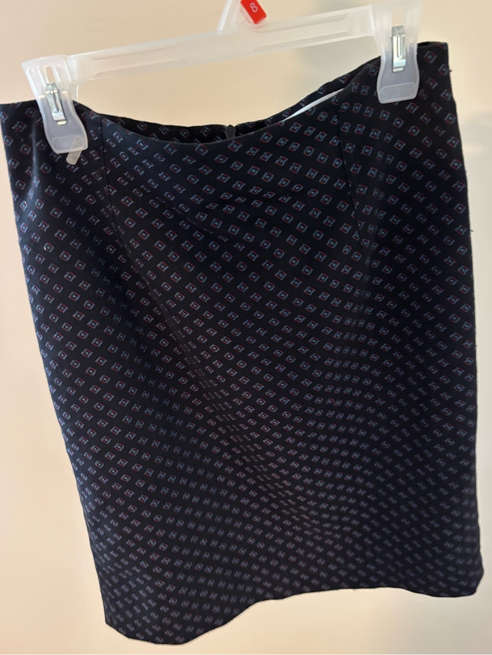 Simons Navy Micro-Print Pencil Skirt